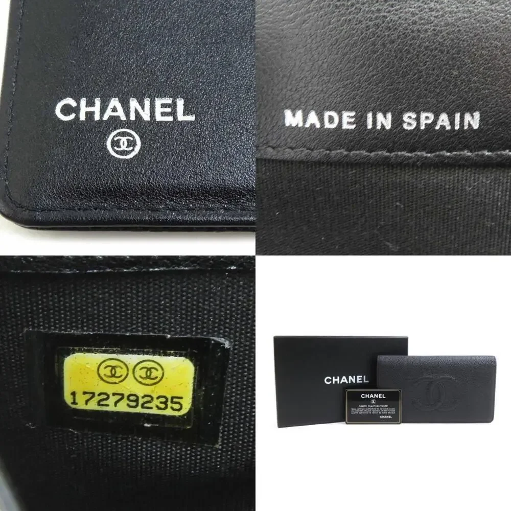 CHANEL Authentic Black Caviar Leather Wallet